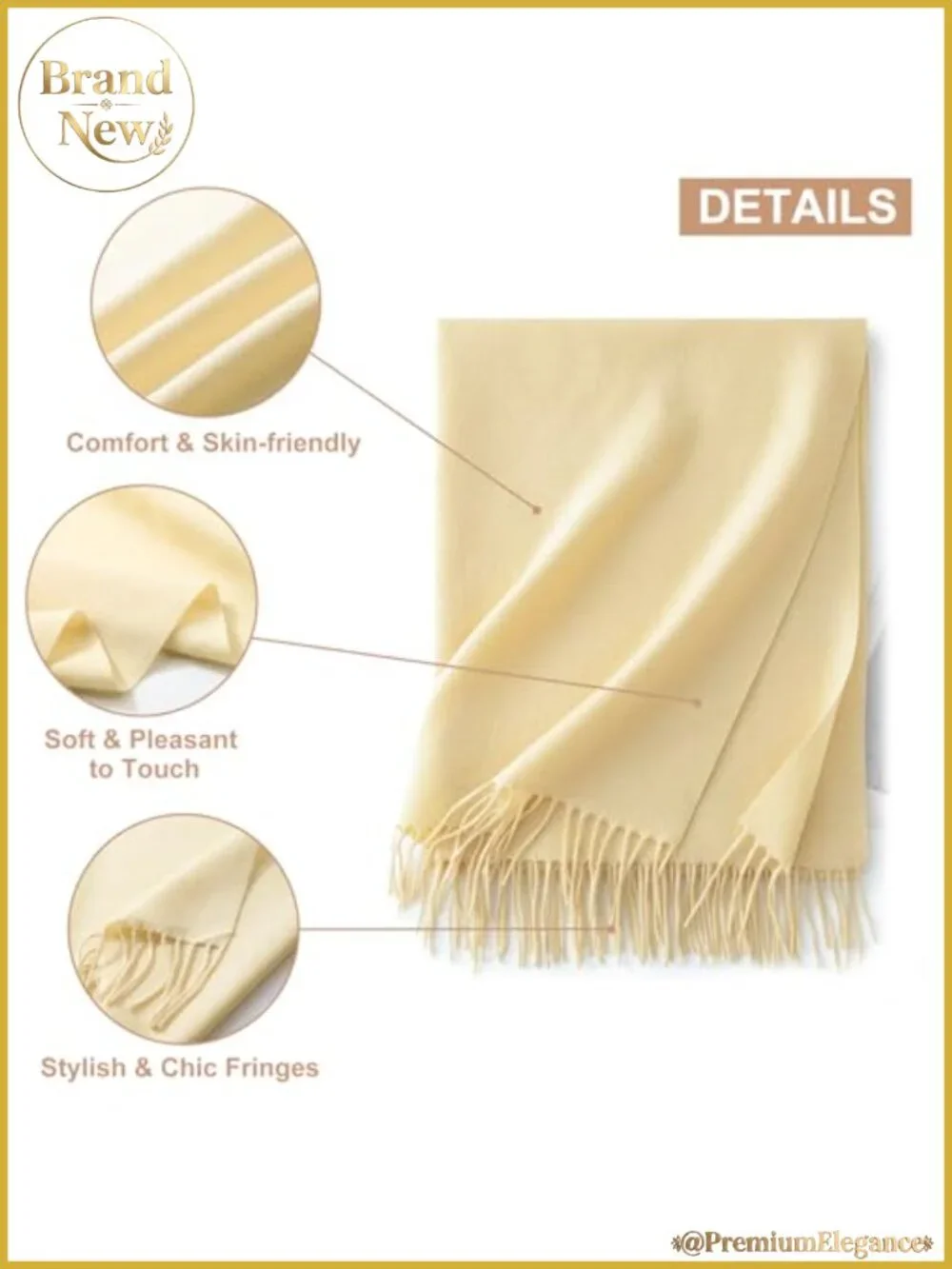 Pashmina Shawl Wrap Polyester Viscose Evening Wedding Scarf